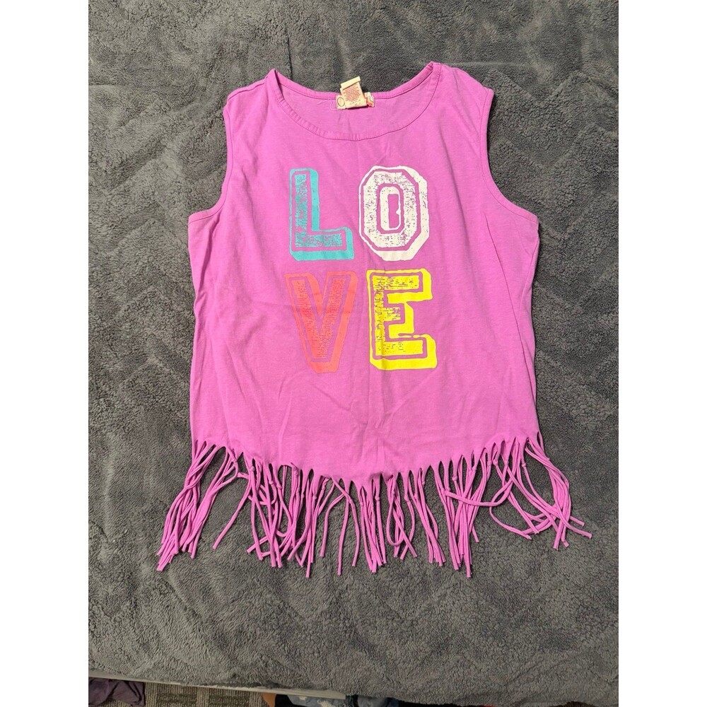 Girls' Pink Fringe 'LOVE' Tank Top
